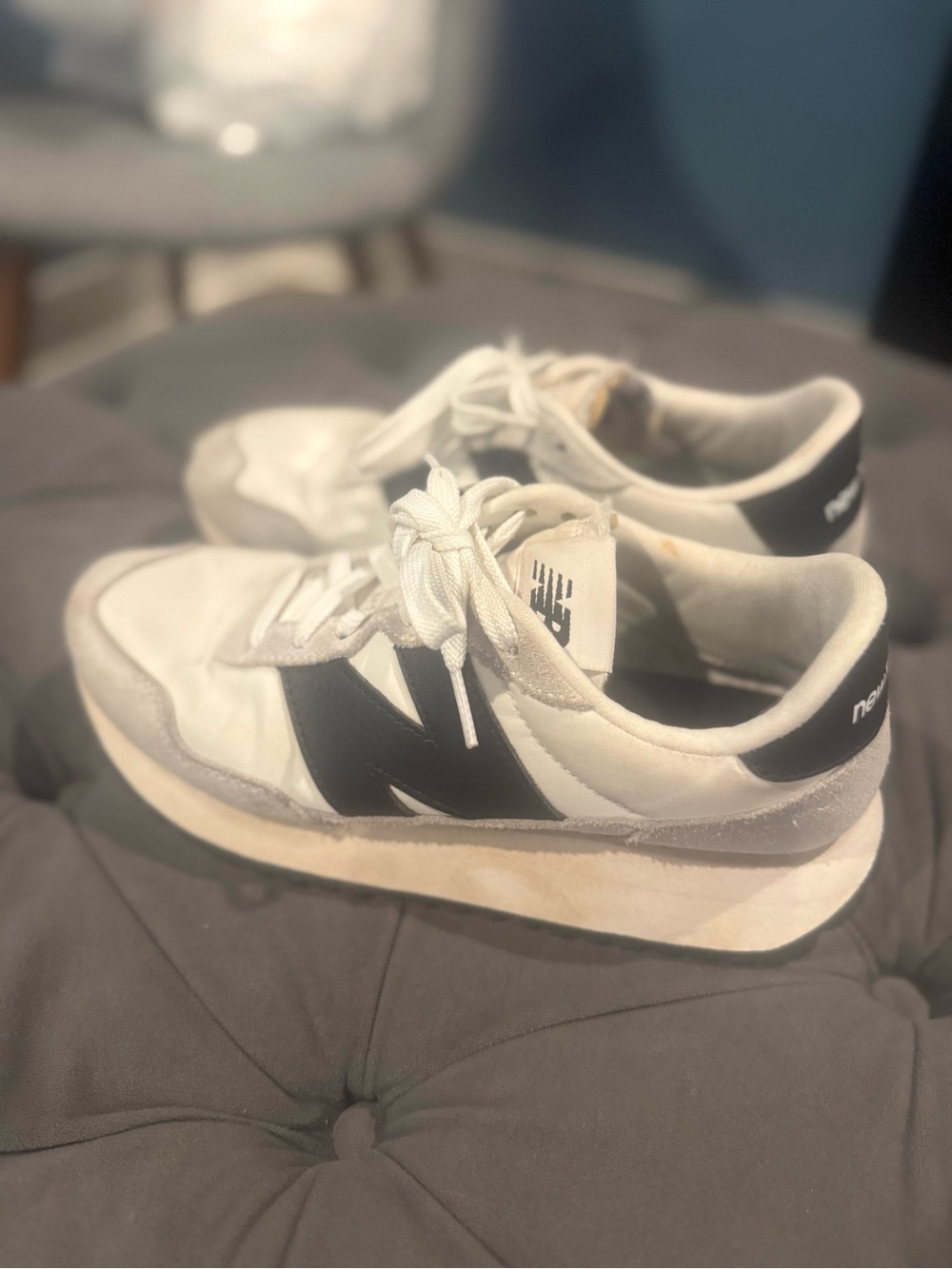 New Balance Men’s White and Black Casual Runner Sneakers